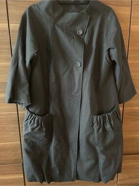 MAX&Co. Cocoon-Silhouette Lightweight Coat in Deep Midnight Navy Blue Size 8